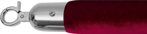SARO Kordel für Absperrpfosten rot / silber Modell AF 219 - Karabinerbefestigung - mit Samtbezug, Farbe: silber-rot - Ø 38 x H 500 mm -