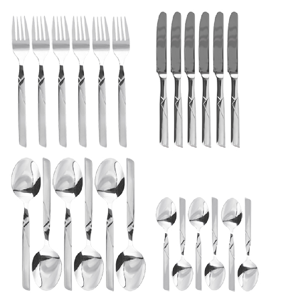 24-teiliges Besteckset MIRIAM aus Edelstahl 18/0, poliert. Messer aus Klingenstahl.