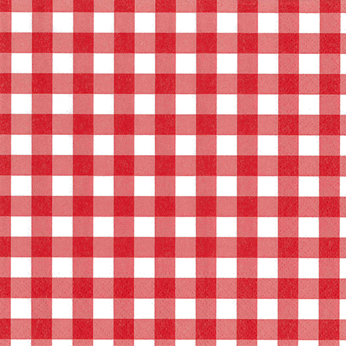 100 Servietten, 3-lagig 1/4-Falz 33 cm x 33 cm rot "Vichy Karo" von PAPSTAR