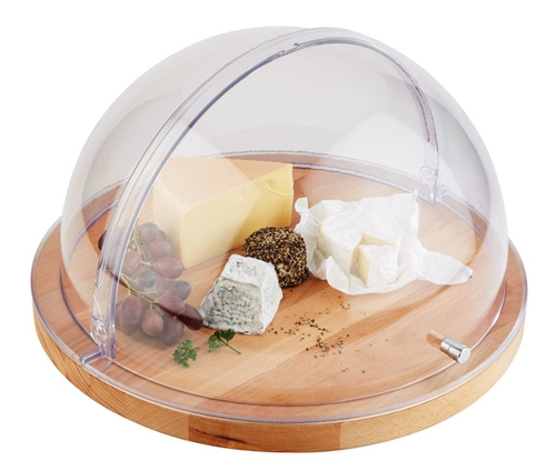 Rolltop-Haube Ø 50 cm, H: 26 cm SAN Kunststoff, glasklar mit verchromtem Zylindergriff passend zu 866 oder 1349