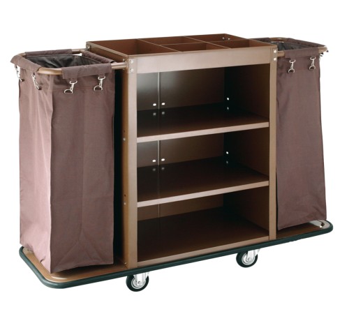 Zimmerservicewagen. pulverbeschichteter Stahl. 2 schwenkbare Rollen Ø 12,5 cm mit