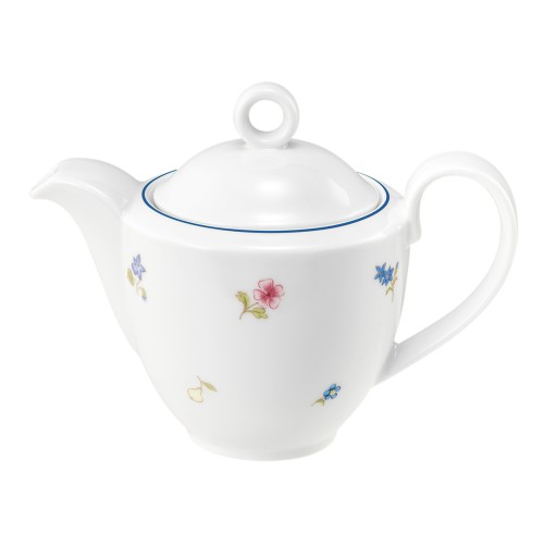 Seltmann Kaffeekanne 1 0,38 l, rund, Form: Community, Dekor: 57390 Streublume blaue Linie, hohe Kantenschlagfestigkeit, Made in Germany
