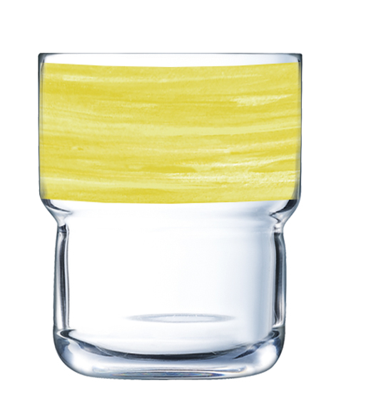 Stapelbecher 0,27 l aus gehärtetem Glas Form BRUSH LOG Yellow / Gelb von Arcoroc