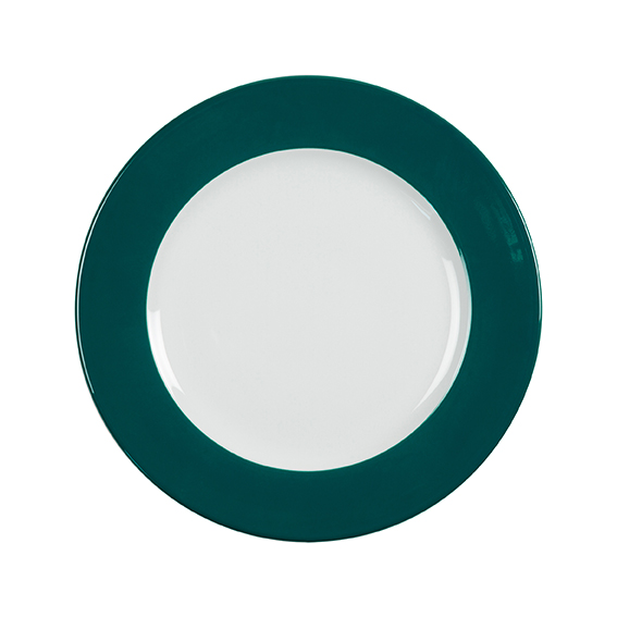 Teller flach 26 cm - Form: Table Selection - Dekor 79933 türkisgrün - aus Porzellan.