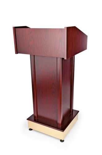 Rednerpult. Holz, furniert und lackiert. abschließbare Schublade, festes Mittelbord, 2