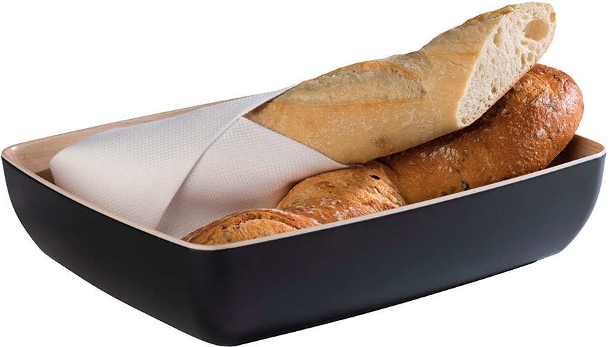 GN 1/2 Schale -FRIDA- 32,5 x 26,5 cm, H: 7,5 cm Melamin innen: Holzoptik außen: schwarz 4 Liter spülmaschinengeeignet