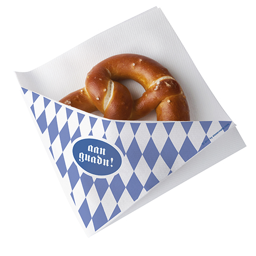 PAPSTAR 50 Snackservietten, stoffähnlich, Airlaid 1/4-Falz 32,5 cm x 30,5 cm weiss "Bayrisch Blau"