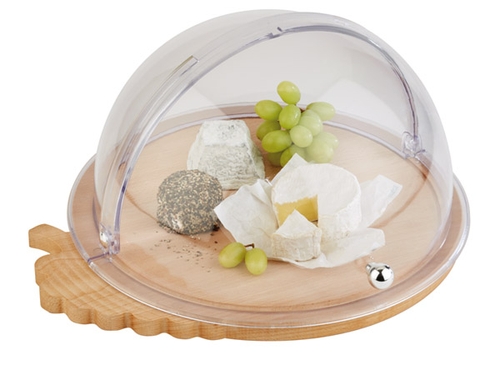 Rolltop-Haube Ø 38 cm , H: 20 cm SAN, verchromter Griff auf- und zuklappbar 90° passend für alle Ø 38 cm APS-Tabletts