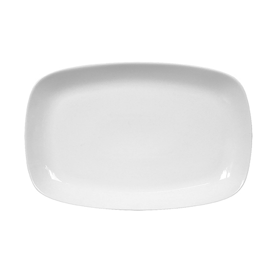 Platte eckig 32 cm - Form: Universalartikel -, weiss - aus Porzellan. Hersteller: Eschenbach., "Made in Germany".