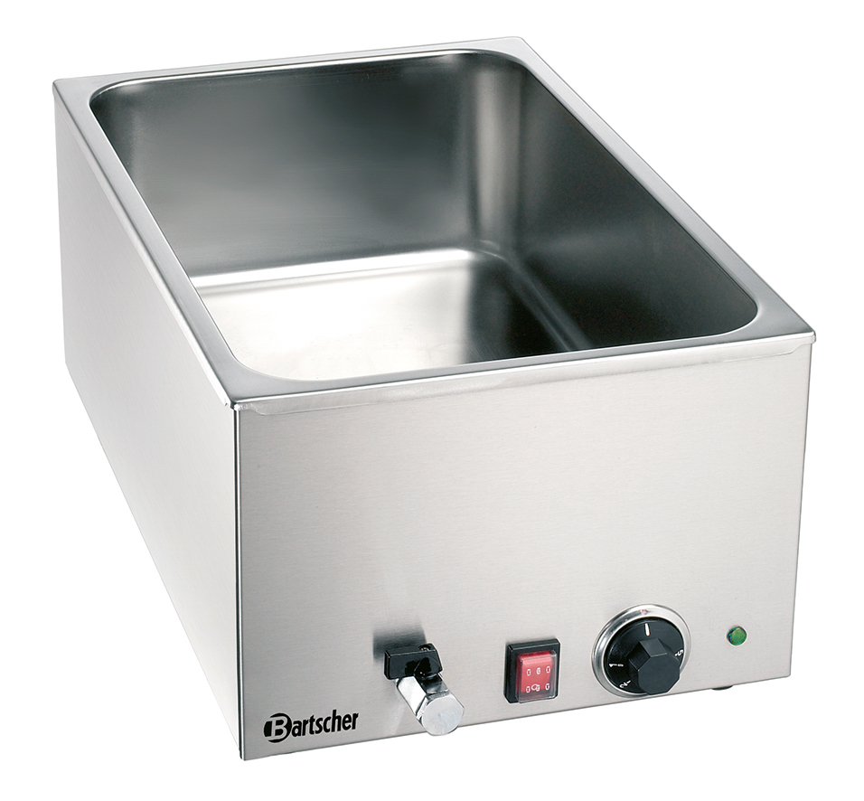 Bartscher Bain Marie, 1/1 GN, 150mm, mit Hahn |Frequenz: 50/60 Hz | Maße: 34 x 59 x 24,0 cm.Gewicht: 7,5 kg