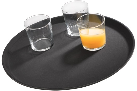 Tablett -GASTRO- Ø 35,5 cm, H: 2 cm glasfaserverstärkte Kunststoff schwarz rutschfeste Oberfläche spülmaschinengeeignet