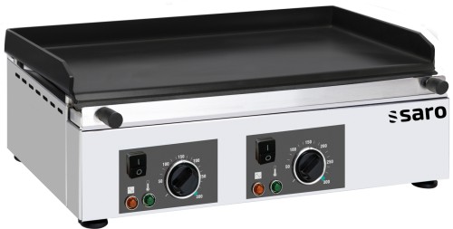SARO Griddleplatte Modell GPK 600 Made in Europe - Material: Edelstahl - Bratplatte glatt - Keramische Beschichtung - Spritzschutz an drei