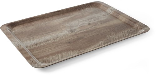 HENDI Serviertablett Melamin mit Holzoptik Druck - Farbe: Eiche dunkel - 370x530 mm