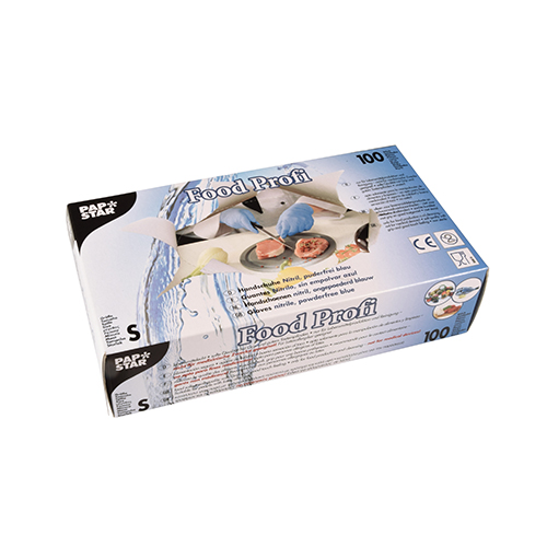 PAPSTAR 100 Handschuhe, Nitril puderfrei blau Food Profi Größe S