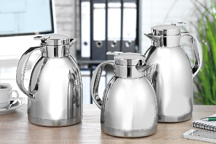 Isolierkanne MAESTRO, Inhalt: 1,0 Liter, Höhe: 194 mm, aus doppelwandigem Edelstahlt 18/8, mit Edelstahleinsatz, Einhandbedienung,