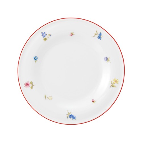 Seltmann Teller flach 17 cm, rund, Form: Community, Dekor: 57388 Streublume rote Linie, hohe Kantenschlagfestigkeit, Made in Germany