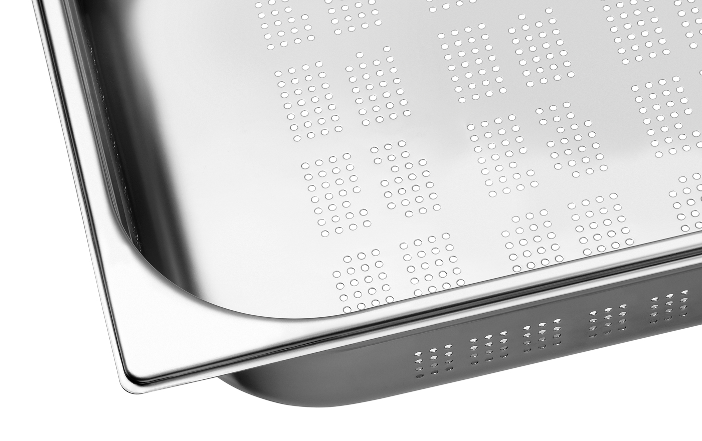 Bartscher GN-Behälter, 1/1, T100, gelocht |Ausführung: Mit Perforation (gelocht) | Maße: 53x 32,5 x 10,0 cm. Gewicht: 1,4 kg