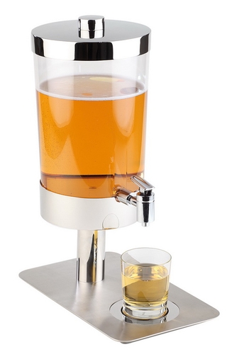 Saftdispenser SUNDAY, Inhalt: 6 ltr., glasklar, SAN-Kunststoff, 2 Kühlakkus, Maße: ca. 21x35 cm, Höhe: 48 cm, Standfuß und Deckel aus 18/10