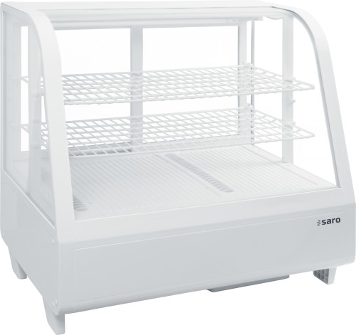 SARO Kühlvitrine 100 Liter, Modell KATRIN weiß - Material: (Gehäuse) Kunststoff, weiß - 4-seitig doppelverglast - 2 höhenverstellbare