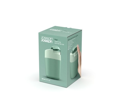 Joseph Joseph Sipp Reisebecher mit Klappdeckel - 340 ml - Grün