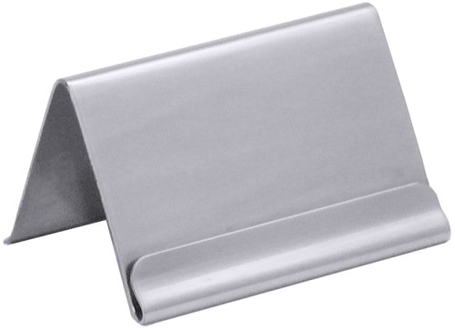 Kartenhalter für Karten bis zu 5,9 x 3,5 cm aus Edelstahl 18/0, hochglänzend, mit Falz für Kärtchen Breite: 5,9 cm, Höhe: 2,5 cm