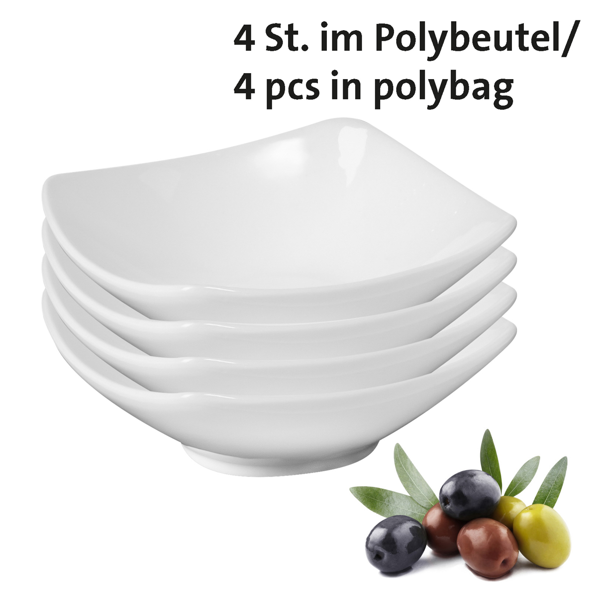 4 Keramikschälchen »Tapas + Friends«, quadratisch, 7,4 x 7,4 x 2,5 cm