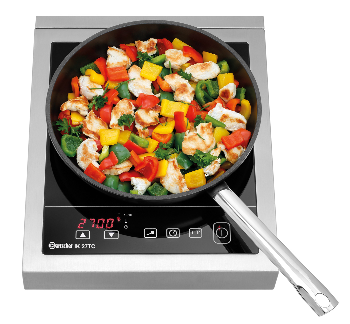 Bartscher Induktionskocher IK 27TC | AnzahlTemperaturstufen: 10 | Maße: 34 x 42,5 x 7,5 cm.Gewicht: 4,8 kg