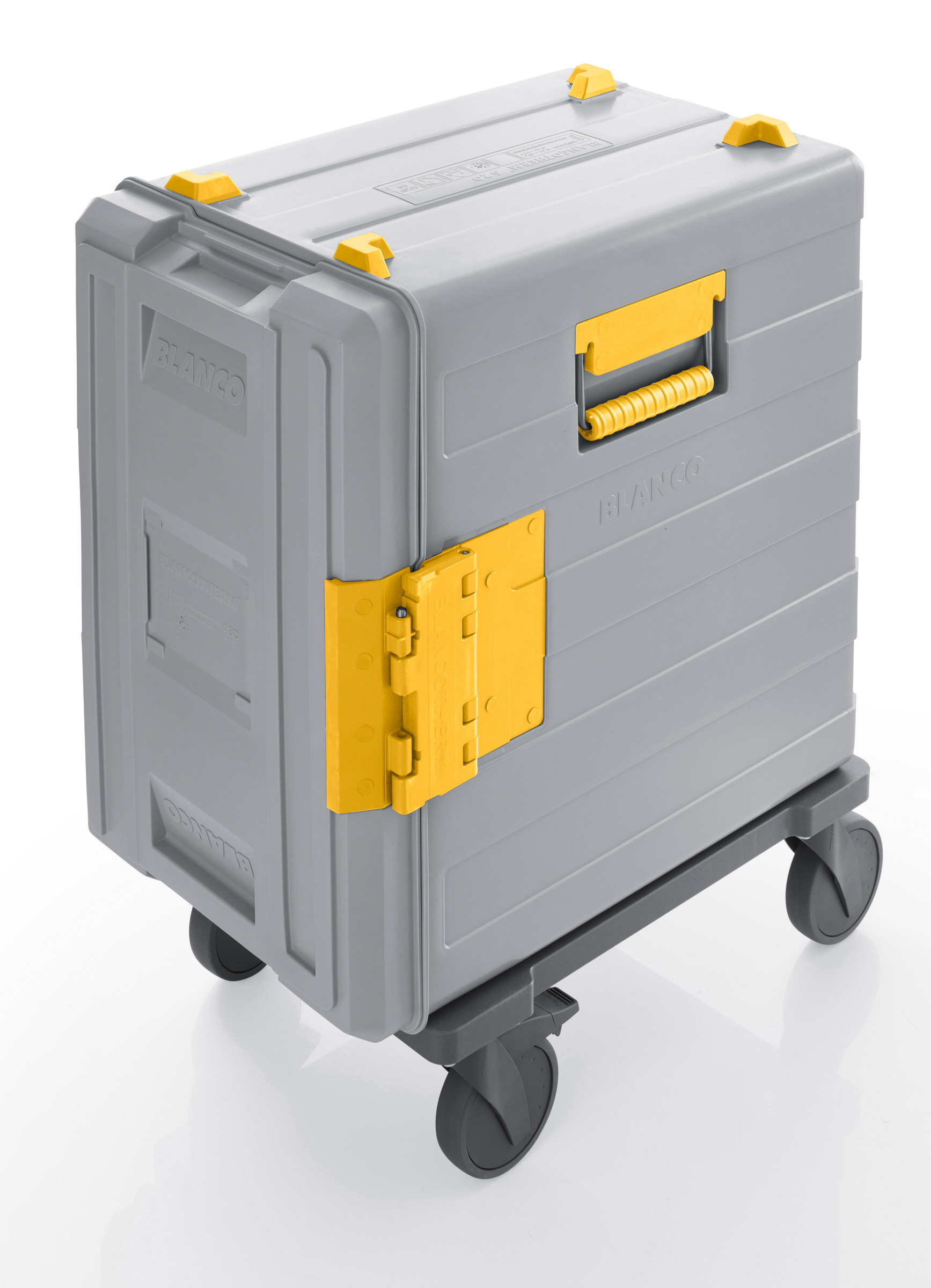 BLANCOTHERM 620 KUF-F, Speisentransportbehälter, aus Kunststoff, fahrbar, mit Rollen gemäß DIN 18867-8 aus Kunststoff, 4 Lenkrollen, davon 2 mit