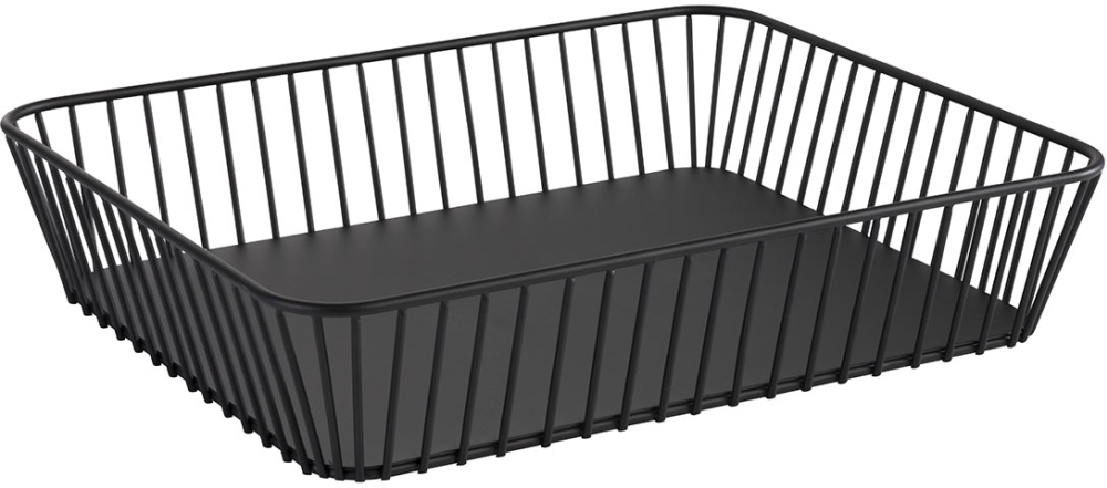 GN 1/2 Korb -URBAN- 32,5 x 26,5 cm, H: 7,5 cm Metall, schwarz mit Antirutsch-Füßchen spülmaschinengeeignet stapelbar Farbe: