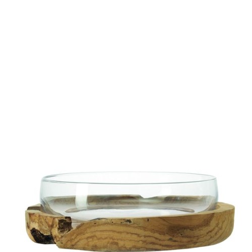 LEONARDO Schale 39 mit Teaksockel