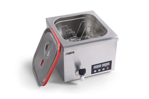 SARO Sous-Vide Garer Modell SALERNO - Material: Edelstahl - Inkl. Umwälzpumpe - Mit Ablasshahn - Digitales Display - Einstellbare Zeit- /
