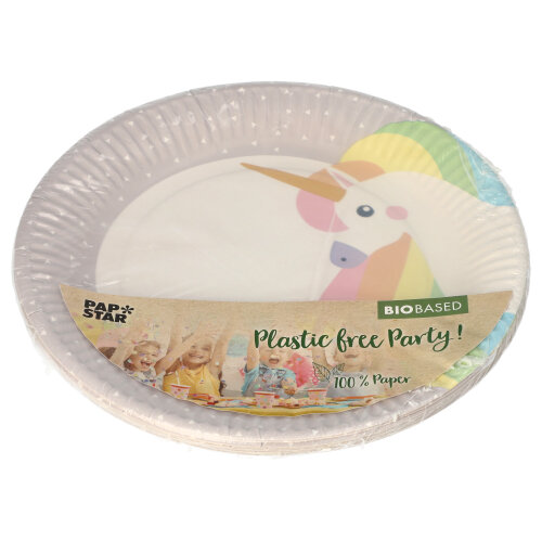 10 Teller, Pappe rund Ø 23 cm "Unicorn" von PAPSTAR