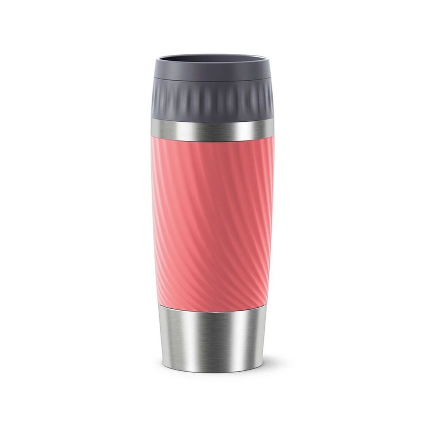 Emsa TRAVEL MUG EASY TWIST Isolierbecher aus Edelstahl, 0,36 Liter Koralle - dicht und auslaufsicher