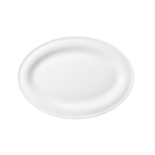 Seltmann Servierplatte schmal 25x18 cm, oval mit Relief, Form: Beat, weiss, hohe Kantenschlagfestigkeit, Made in Germany