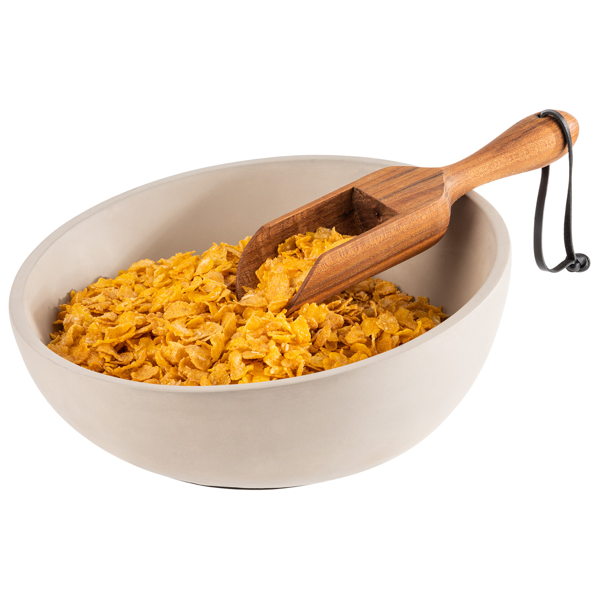 Schaufel, 25,5 x 6 cm, H: 4,5 cm, Eichenholz, dunkel, mit Kunstlederband, Länge: 25,5 cm, Griff: 10,5 cm, Schaufelmaß: 9,5 x 5 cm, H: 3,5 cm