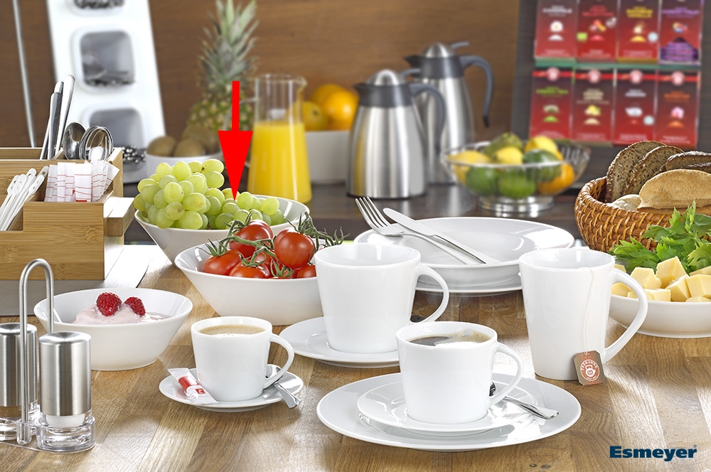 Schüssel ISTA, Durchm. 18,5 cm, von caterado, aus weißem Porzellan. Made in Europe. Höhe 5,8 cm.