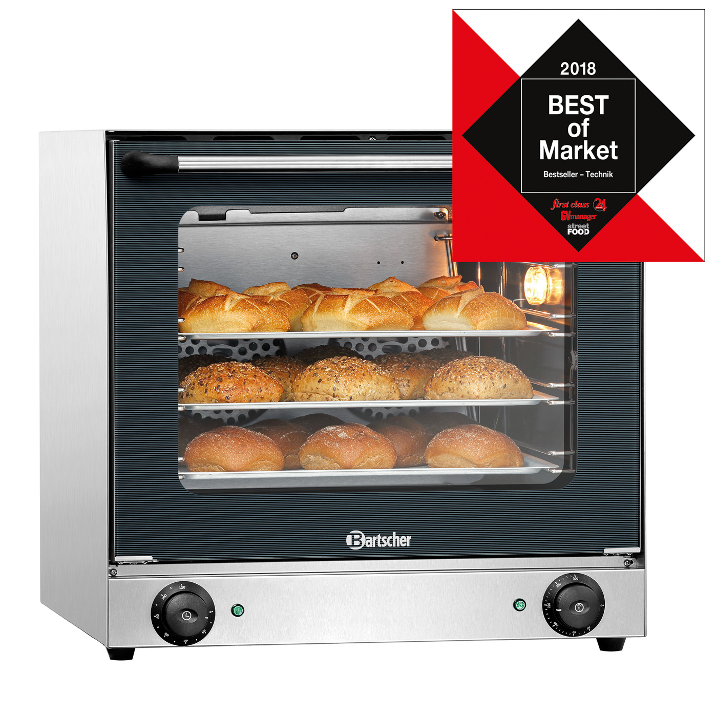 Bartscher Heißluftofen AT90 |Lüftergeschwindigkeit: 1 Stufe | Maße: 59,5 x61,5 x 58,0 cm. Gewicht: 38 kg