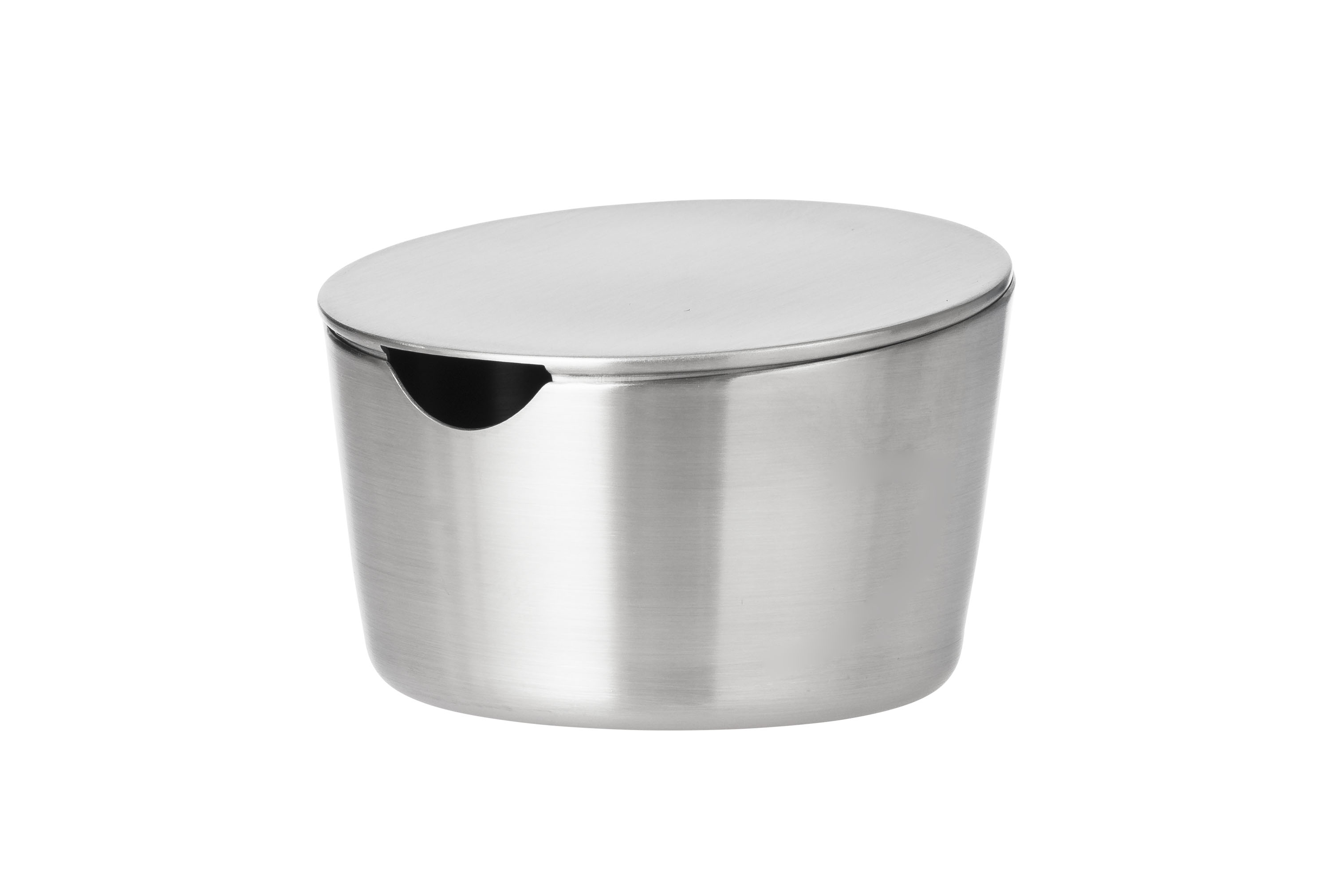 Zuckertopf mit Deckel VISTA, Durchmesser: 100 mm, Höhe: 62 mm, Inhalt: 230 g, mit gebürsteter Oberfläche,