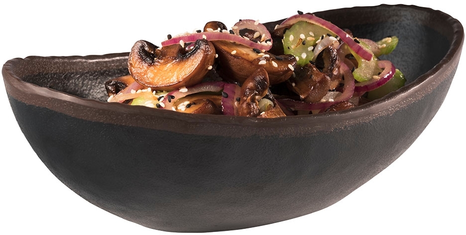 Schale -MARONE- 22 x 13 cm, H: 7,5 cm Melamin, schwarz mit braunem Rand 0,6 Liter spülmaschinengeeignet stapelbar nicht