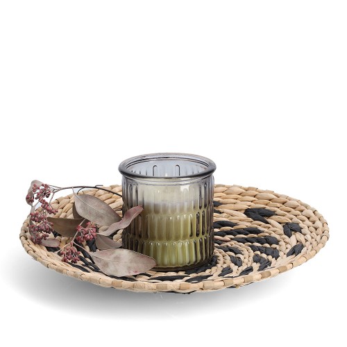 Dekoteller, Papier-/Rohrkolbengeflecht, / Maße: Ø 30 cm, natur/schwarz