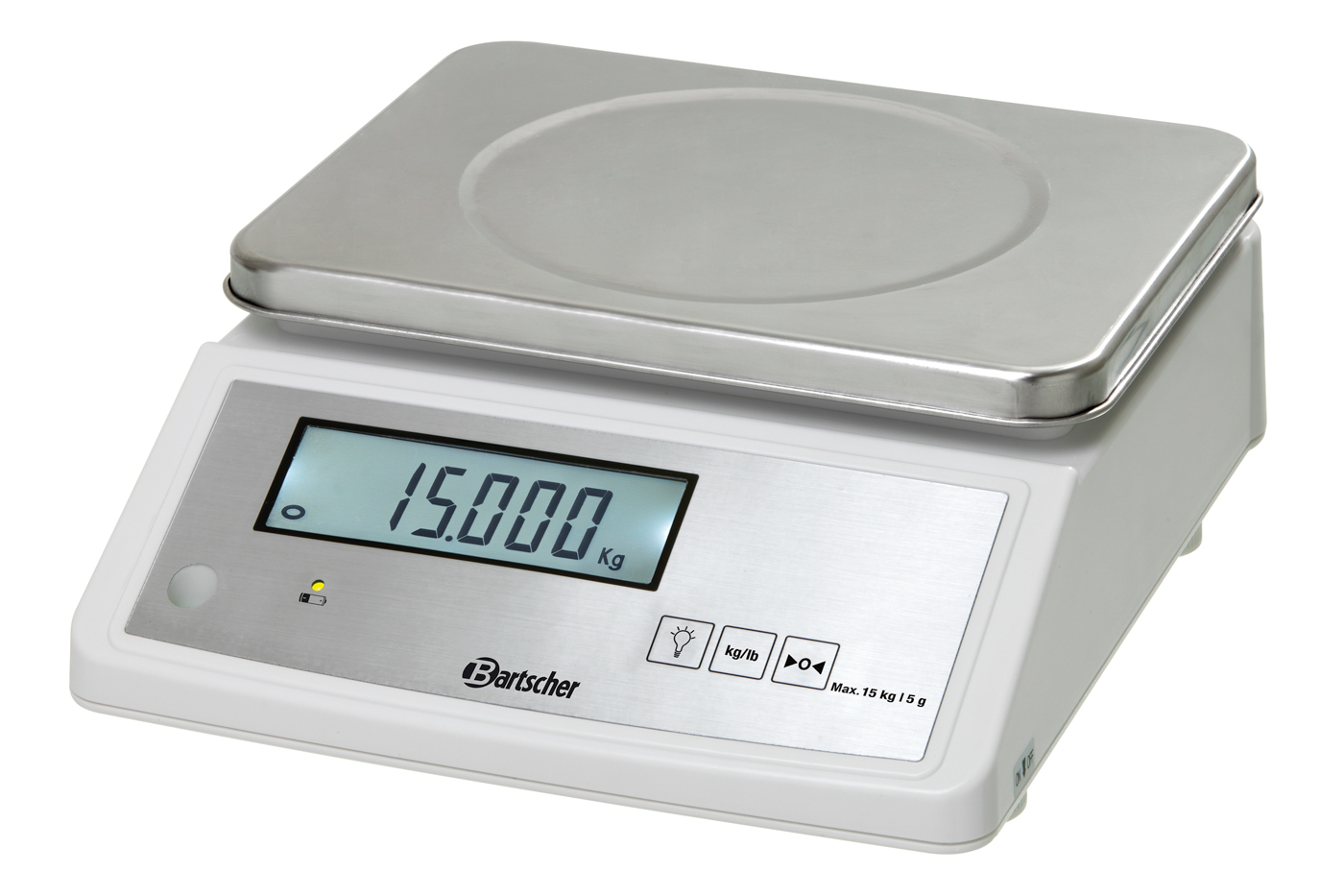 Bartscher Küchenwaage, 15kg, 5g | Spannung: 230 V| Maße: 28 x 33 x 12,5 cm. Gewicht: 2,8 kg