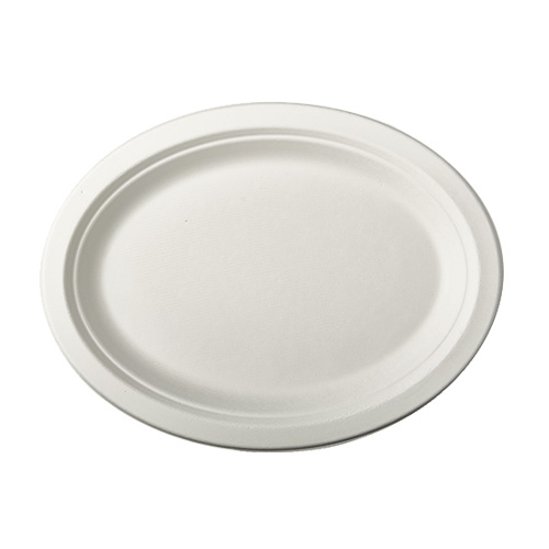 PAPSTAR 50 Teller, Zuckerrohr pure oval 26 cm x 20 cm x 2 cm weiss