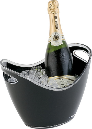 Wein- / Sektkühler 27 x 20 cm, H: 21 cm MS, schwarz, 3 Liter mit 2 seitlichen Eingriffen für eine Flasche nicht