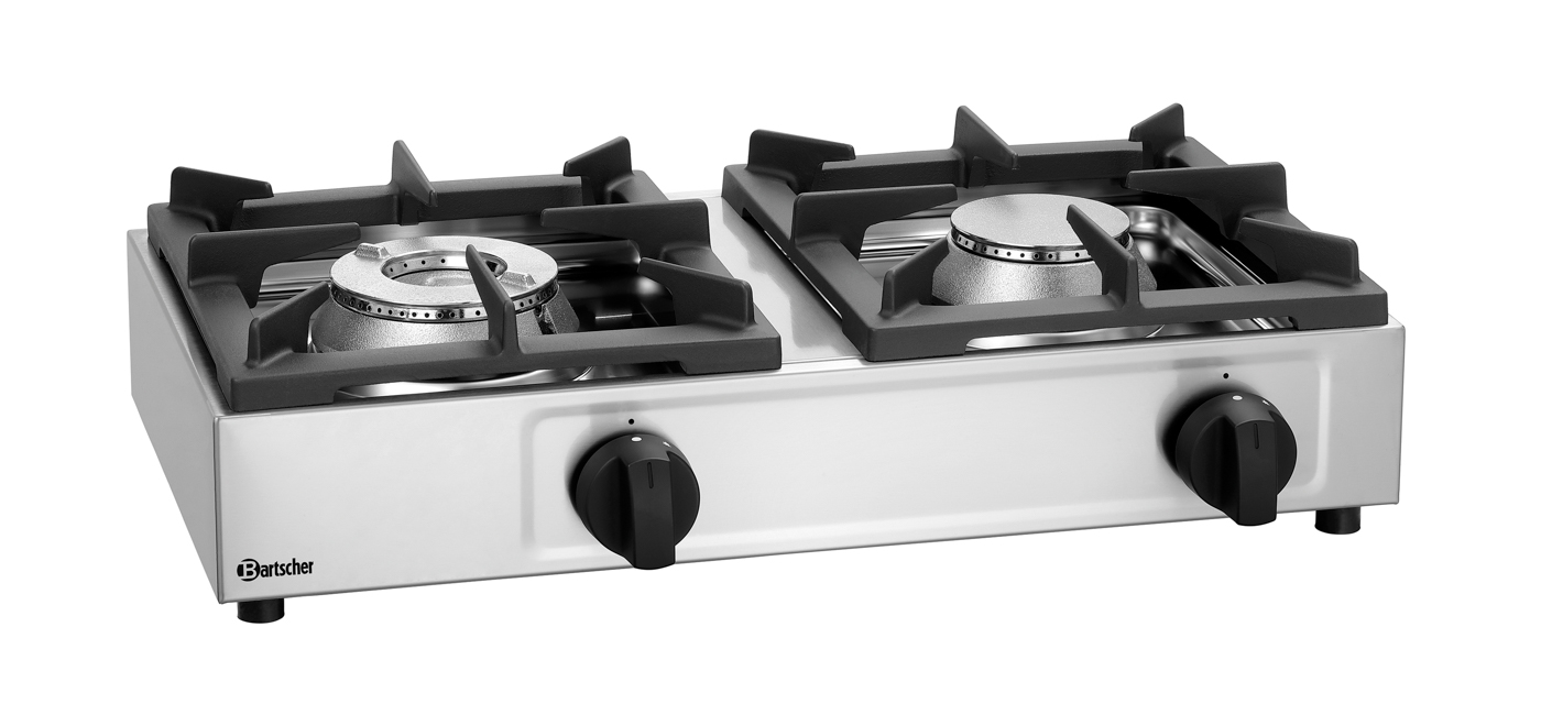 Bartscher Gaskocher 2K1100-N | LeistungKochstelle rechts max.: 4,5 kW | Maße: 66 x 35 x17,0 cm. Gewicht: 20,2 kg
