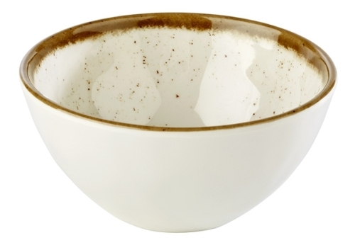 Schale -STONE ART- Ø 12 cm, H: 6 cm, 0,3 Liter Melamin innen: Dekor, weiß Rand: braun außen: weiß spülmaschinengeeignet