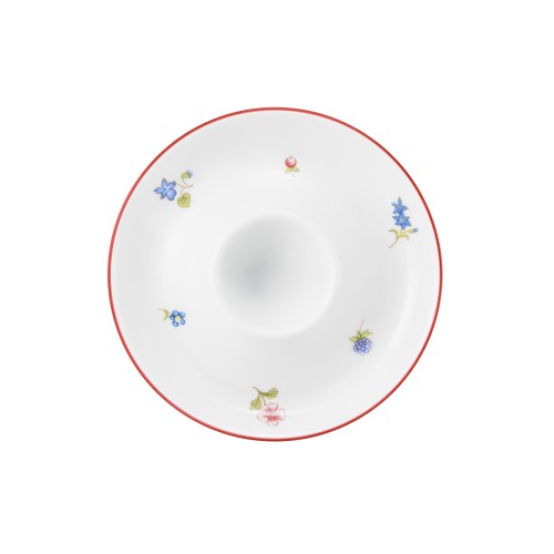 Seltmann Eierbecher mit Ablage, rund, Form: Community, Dekor: 57388 Streublume rote Linie, hohe Kantenschlagfestigkeit, Made in Germany
