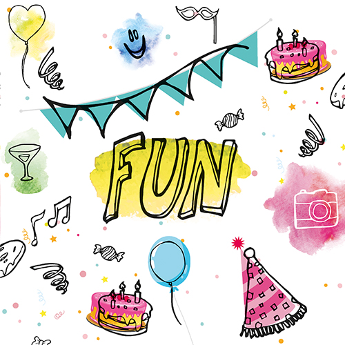 20 Servietten, 3-lagig 1/4-Falz 33 cm x 33 cm "Fun" von PAPSTAR