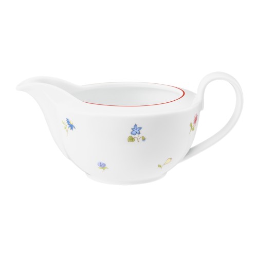 Seltmann Sauciere 0,45 l, rund, Form: Community, Dekor: 57388 Streublume rote Linie, hohe Kantenschlagfestigkeit, Made in Germany