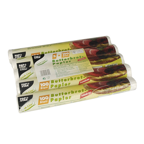 500 Blatt Butterbrotpapier 25 cm x 30 cm weiss von PAPSTAR
