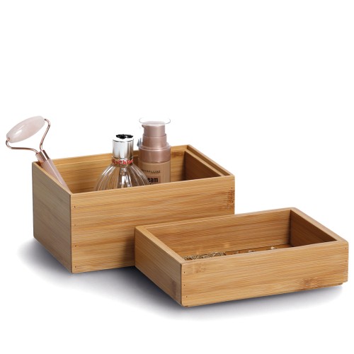 Ordnungsboxen-Set, 2-tlg., Bambus. Länge: 170 mm. Breite: 120 mm. Höhe: 120 mm